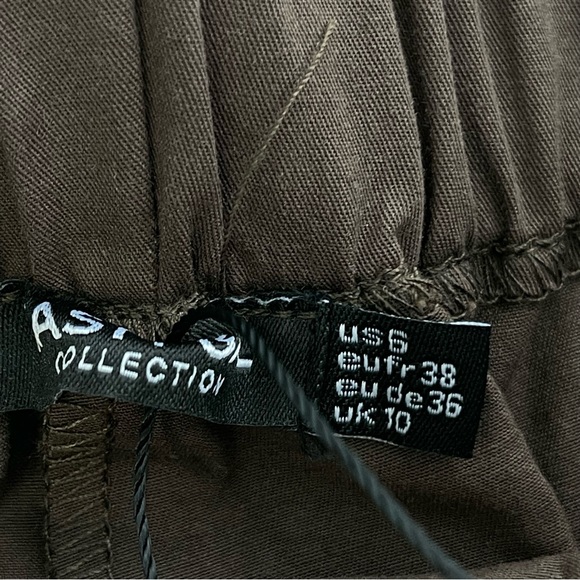 NASTY GAL shorts poplin high waisted casual chocolate NEW brown elastic waist 10 - Picture 3 of 7